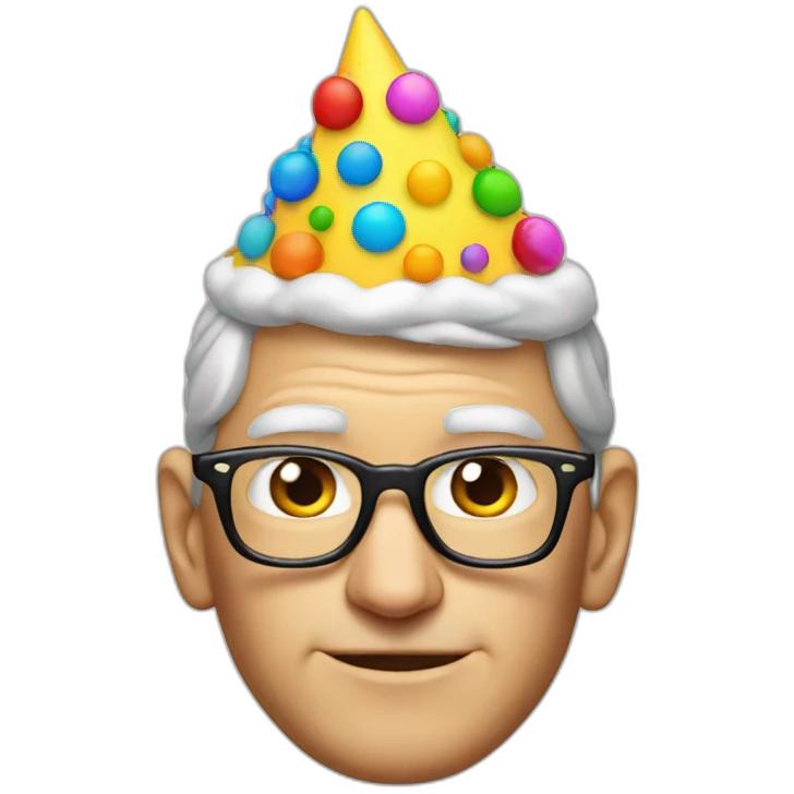 Tim Cook with party hat emoji