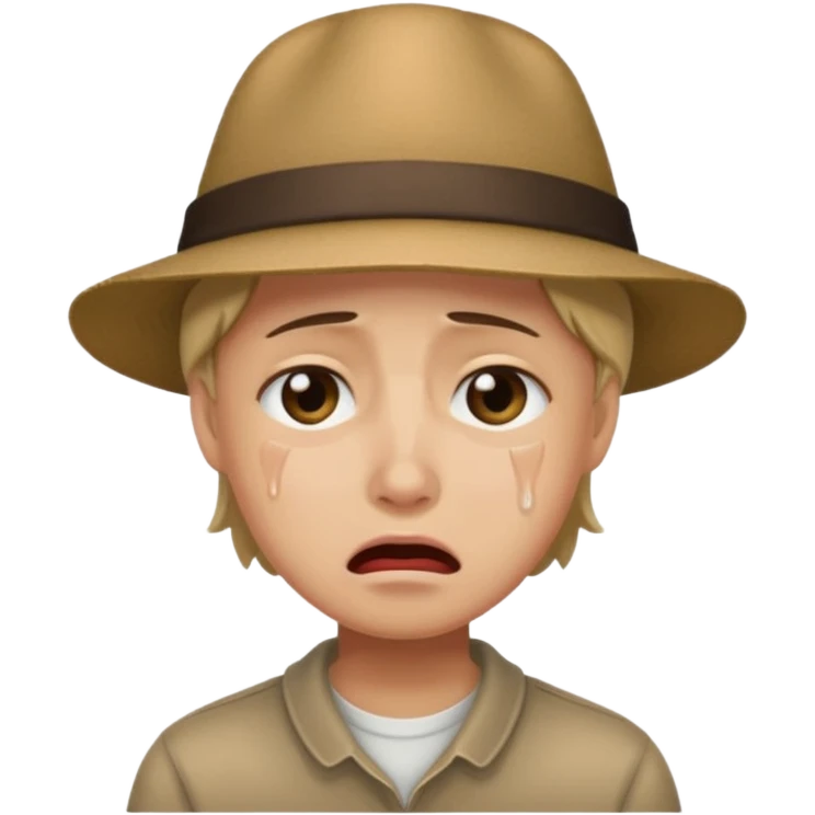 Crying with a hat emoji