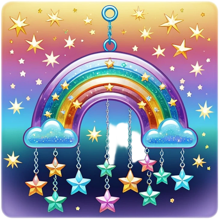 Sparkly glittery aesthetic Iridescent rainbow crystals suncatcher hanging crystals and tiny stars emoji