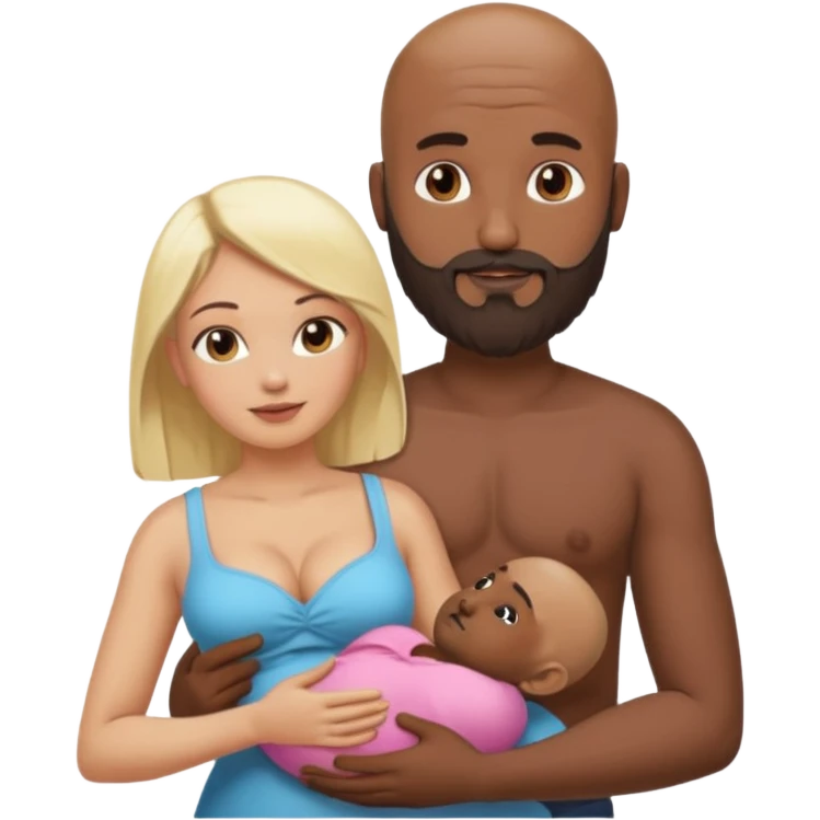 Naked, Indian, bald man with a beard holding breast of naked blonde fit woman emoji