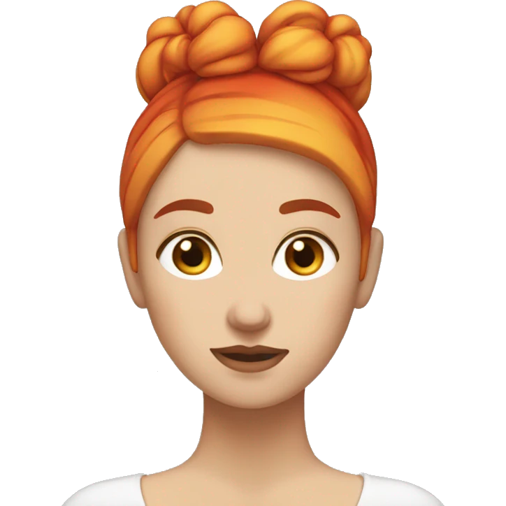 White Girl with red and orange and yellow faded hair in two buns emoji
