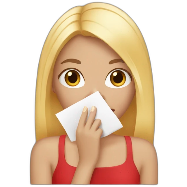girl-with-red-manicure-and-blond-hair-covers-mouth-with-hand emoji