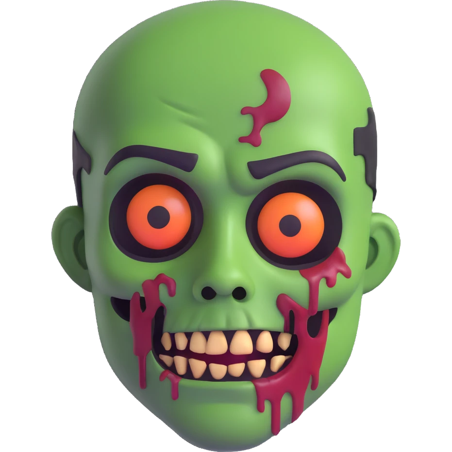 zombie emoji, green skin, classic horror style emoji