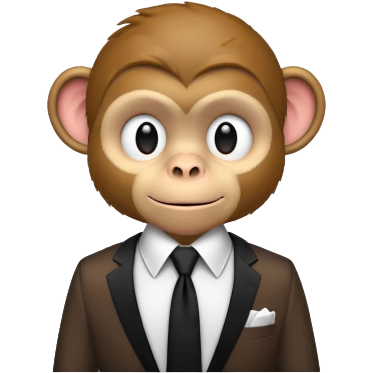 brown monkey with white shirt,black tie emoji