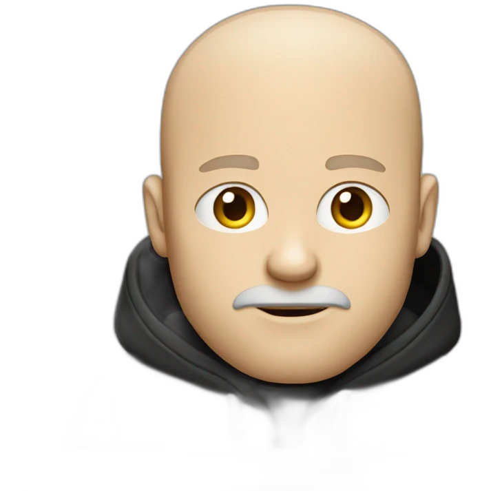 bald white guy with a beard typing on an apple computer wearing a black hoodie emoji