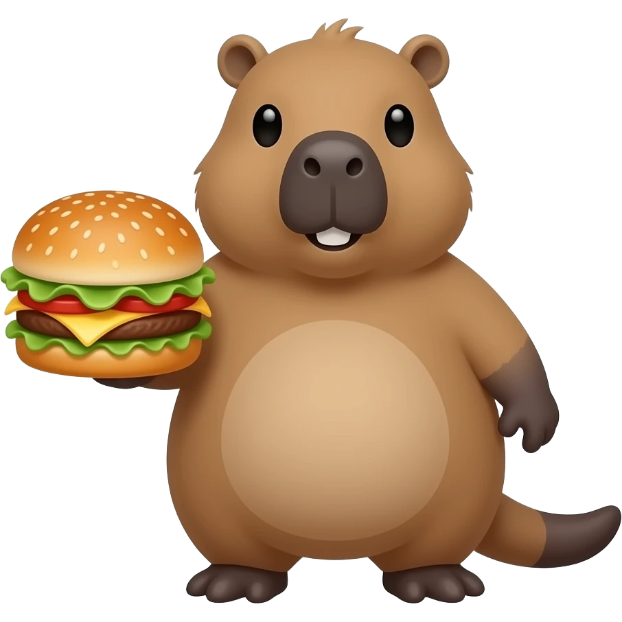 Cabybara holding a burger emoji