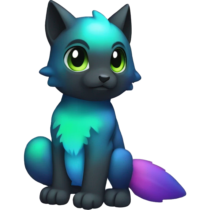 Cute cool black nebula green blue purple pink animal hybrid Fakemon full body emoji