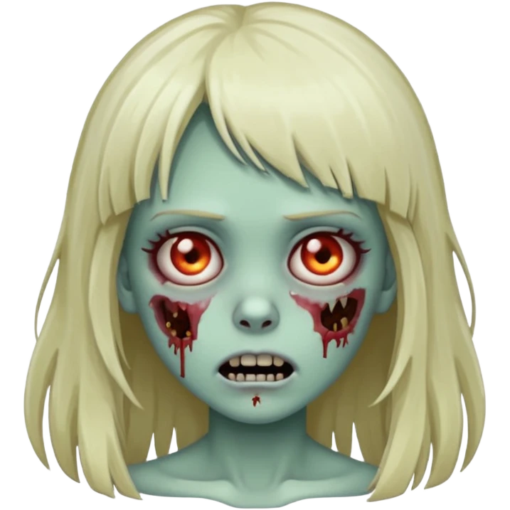 zombie girl with bangs and long hair emoji