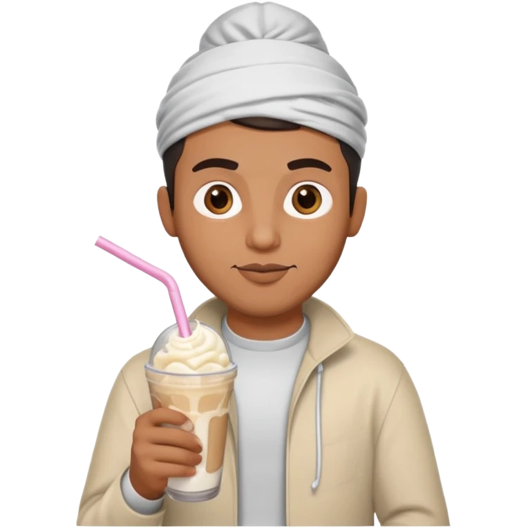 muslim man drinking milkshake emoji