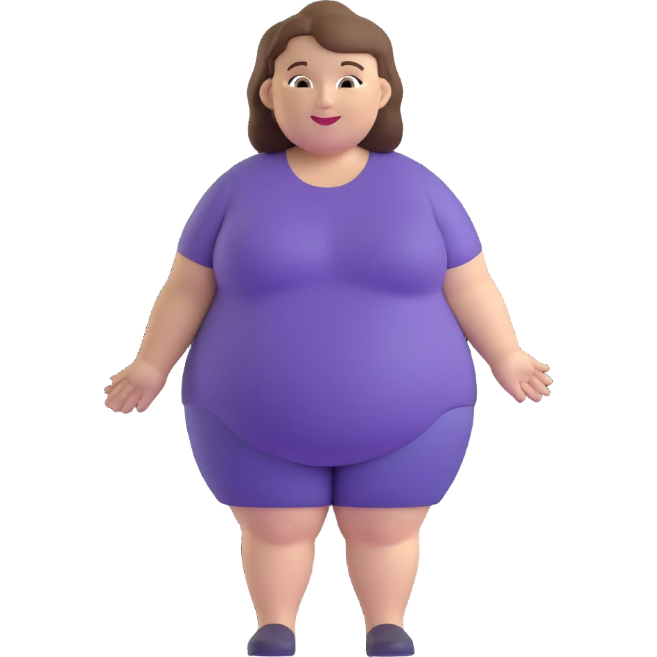 chubby white woman with brown hair, friendly expression emoji
