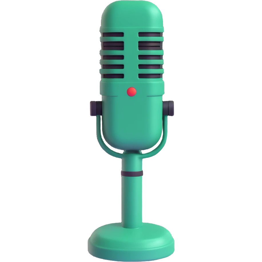 dark green radio microphone, front view, 3D emoji style, no text emoji