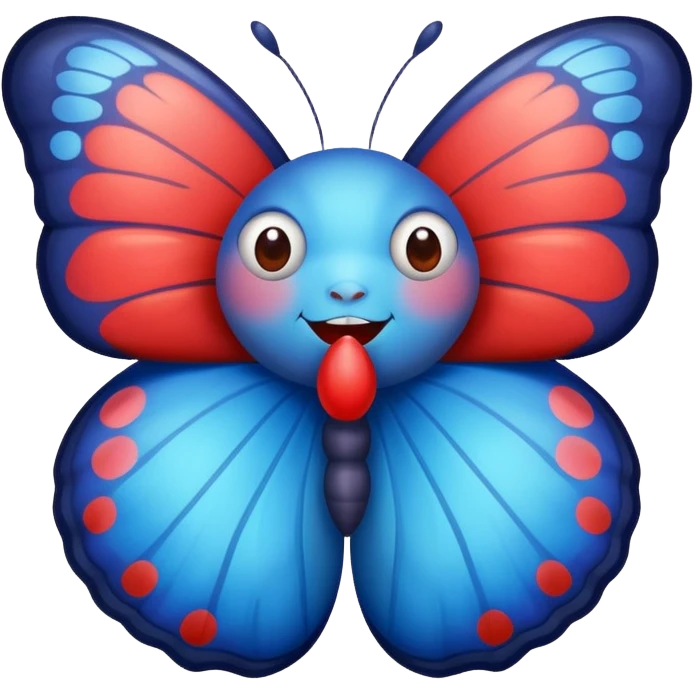red-blue funny fat butterfly with small wings emoji