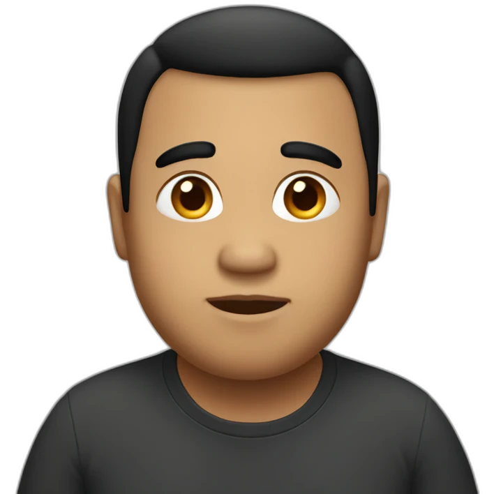 Brown somewhat fat boy with black straight hair emoji
