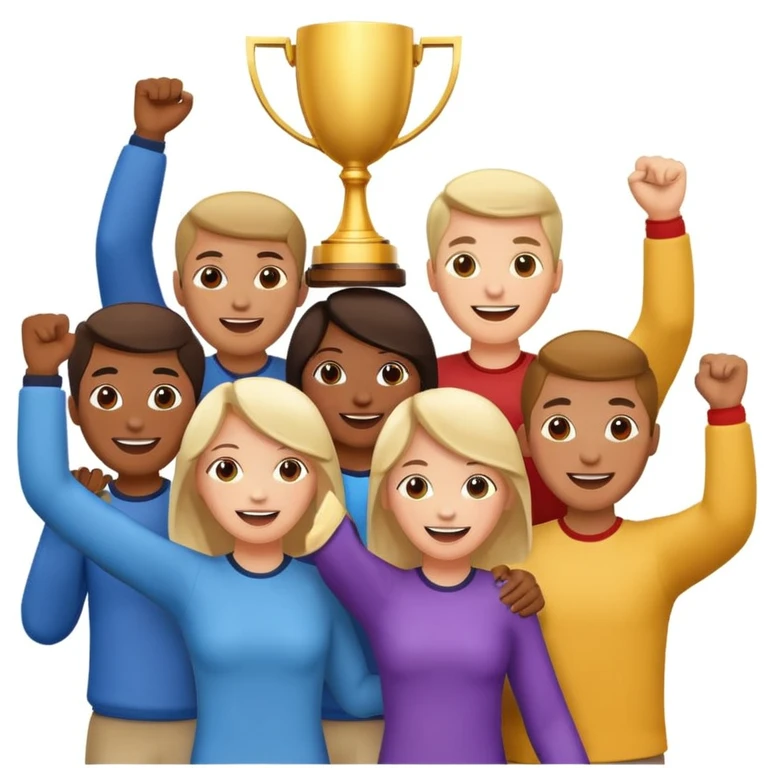 team celebrating with trophy emoji