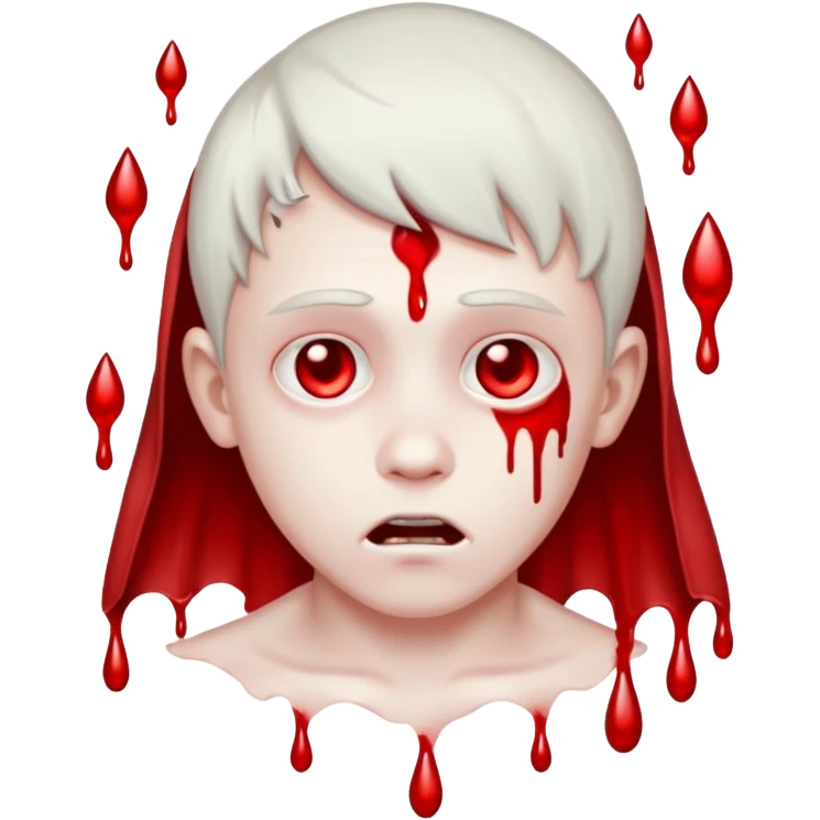 ghost boy face with blood tears emoji