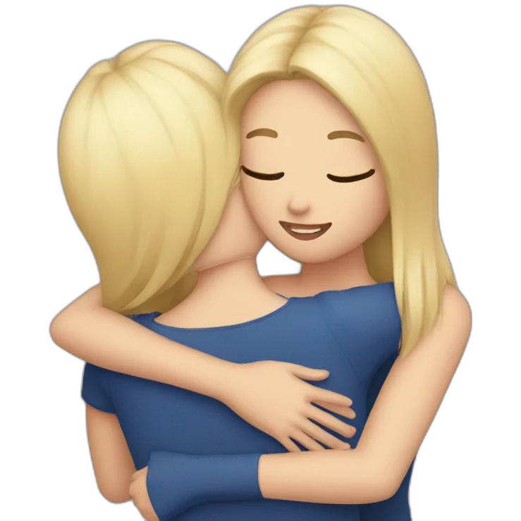 sisters hugging one brunette and one blonde emoji