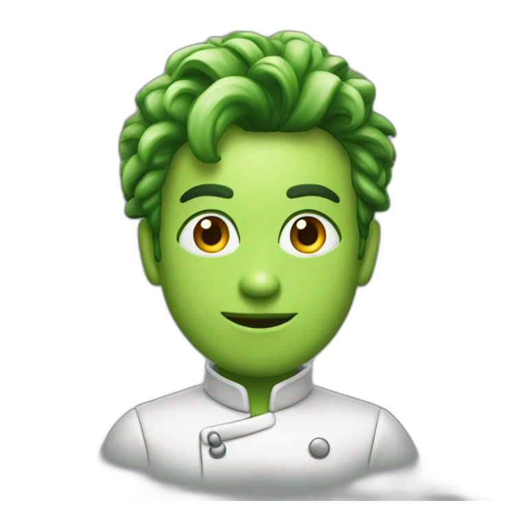 Um monstrinho verde cozinheiro emoji