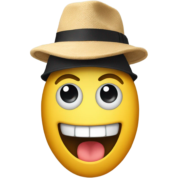 smiley face surprised in hat emoji