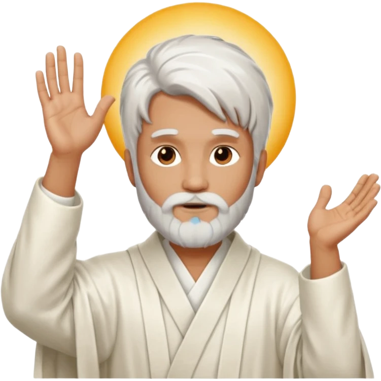 A man indicating God with his hands upward emoji