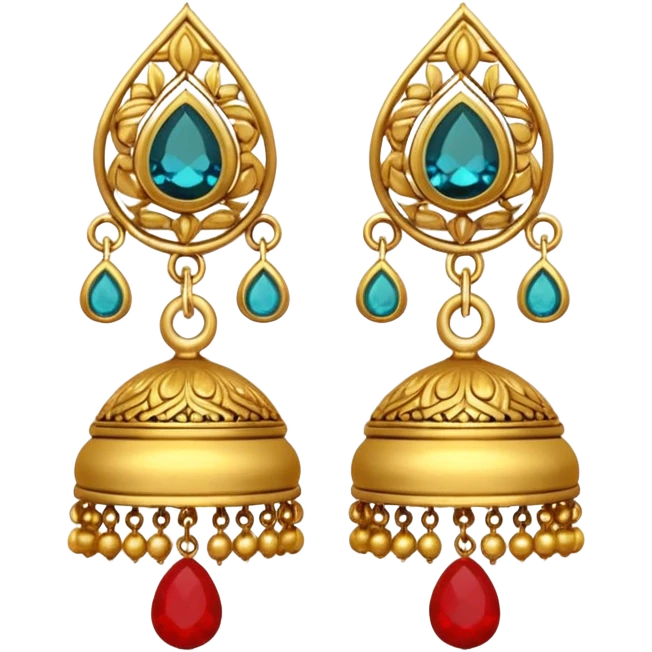 A small beautiful jhumka pair in golden color with very few stones emoji