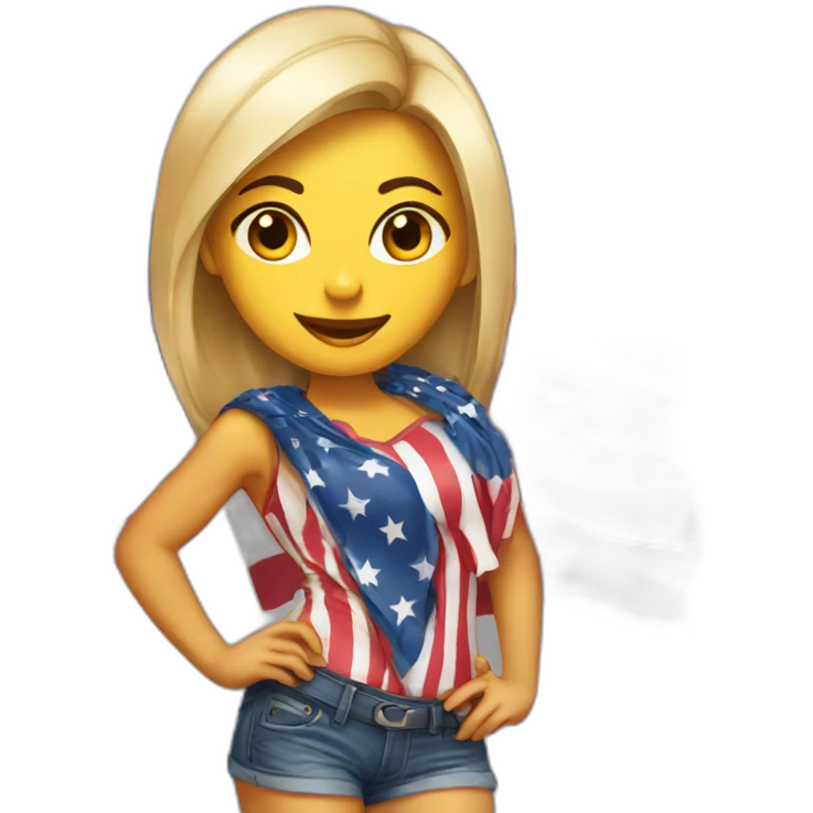 Sexy girl wearing only American flag emoji
