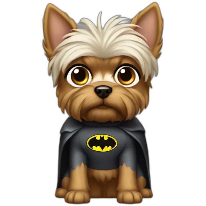 Dog male Yorkshire with Batman Costume emoji