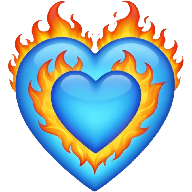 Mavi ateşli mavi kalp emoji