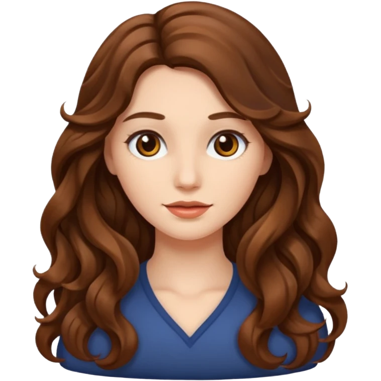 woman with long brown wavy hair emoji
