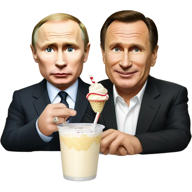 Vladimir Putin and Gerhard Schröder sharing a milkshake sharing straws emoji