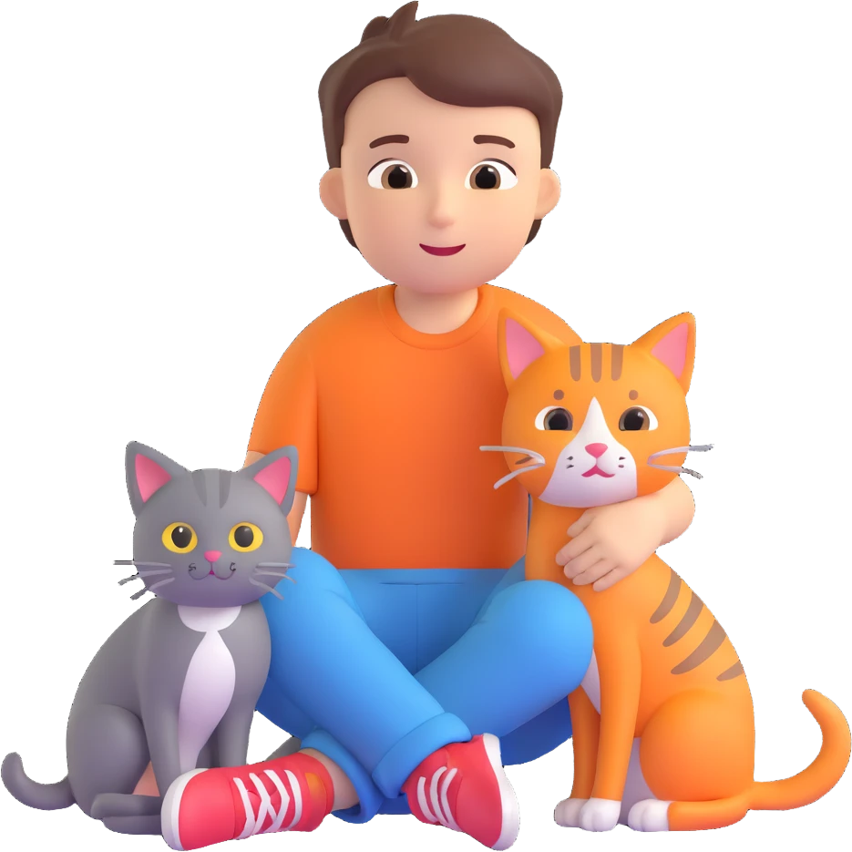 boy and cat pet emoji