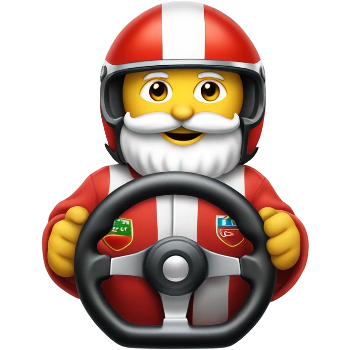 Santa driving a formula 1 race car emoji