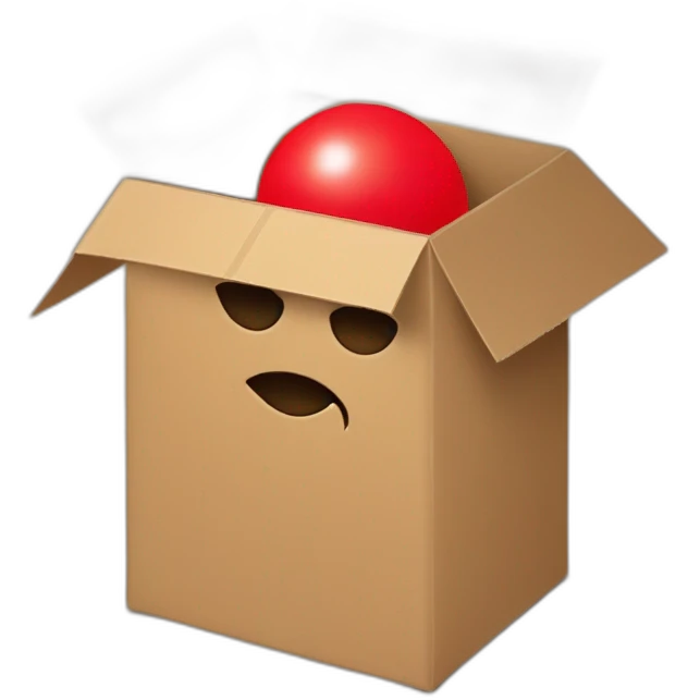 A shy and red hot face cardboard box emoji