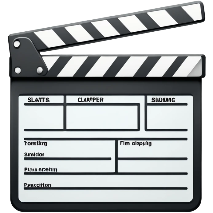 ultra simple film slate outline, black line drawing only, no fill or shading, just essential outlines of a clapperboard emoji