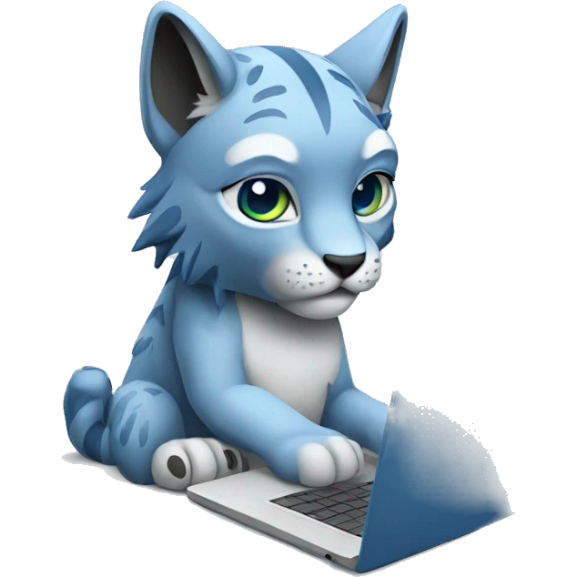 A blue lynx with a laptop emoji