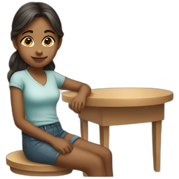 Girl sitting on table emoji