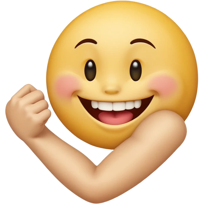 Smiley face biting an arm emoji