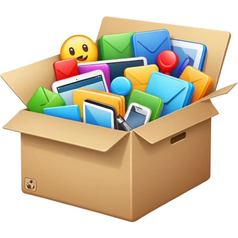 Box full of desktop material  emoji