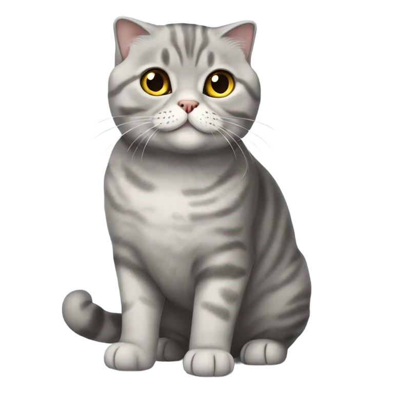 Grey scottish fold cat full body smiling  emoji