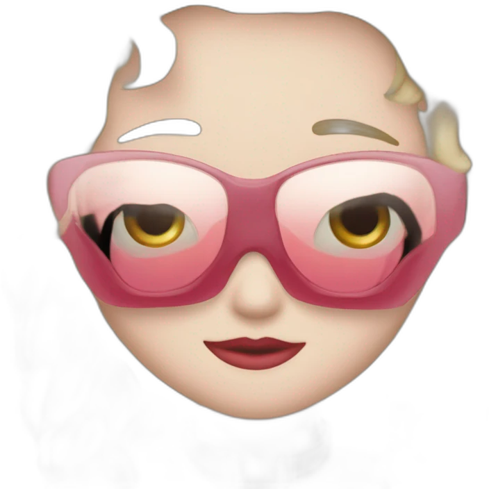 Милая белая пушистая киска с розовым носиком подмигивает одним глазом  emoji