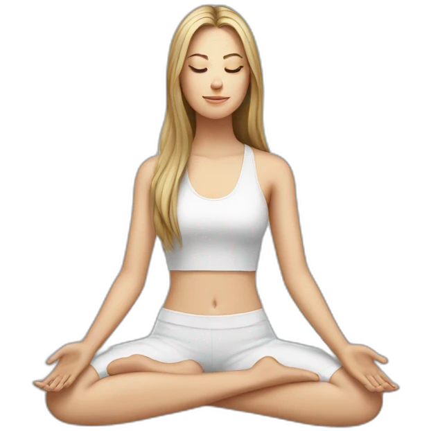 a white girl with long hair is meditating emoji