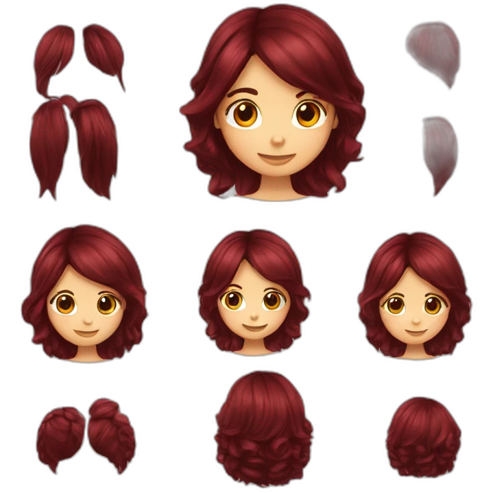 fille mignonne cheveux bordeaux  emoji