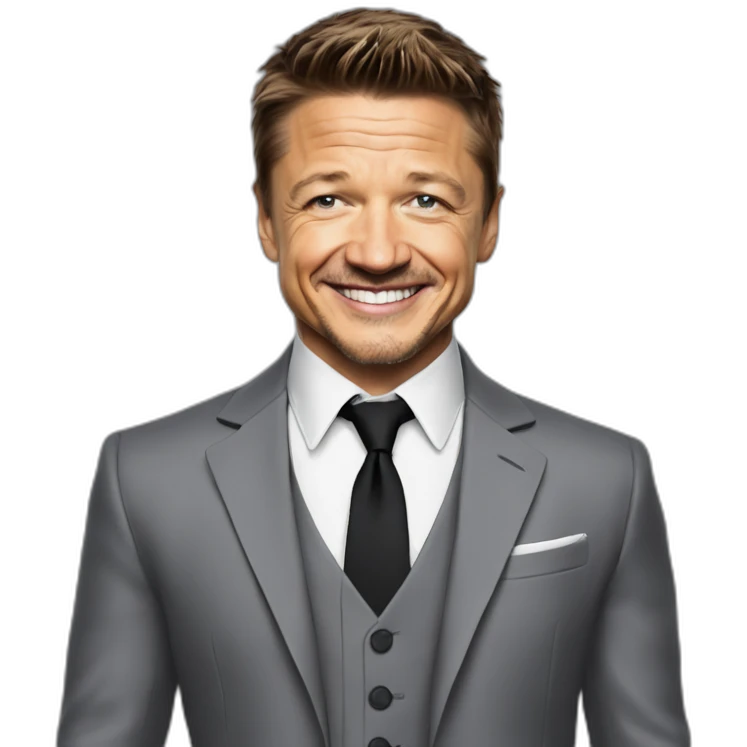 jeremy renner smiling suit emoji