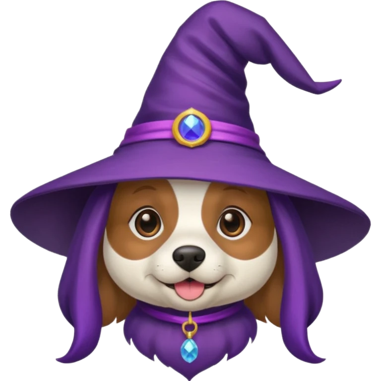 dog wear purple wicth hat emoji