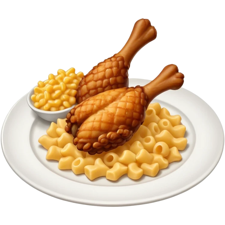drumstick chicken with mac and cheese on the side on a plate emoji