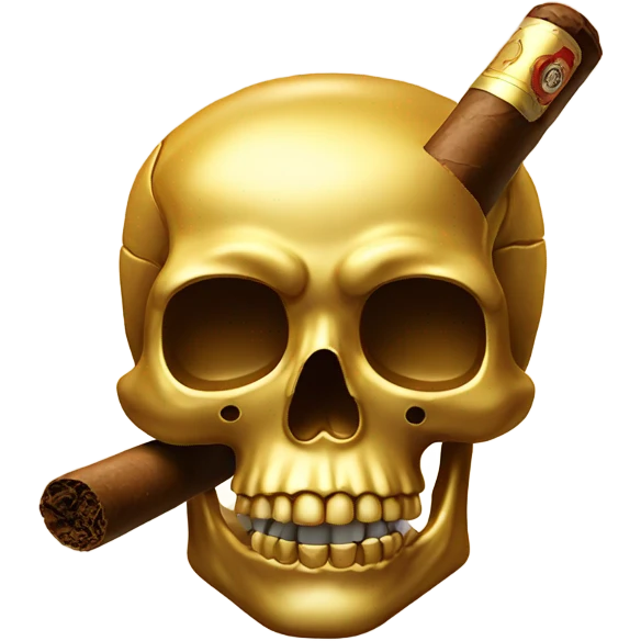 Golden skull smoking cigar  emoji