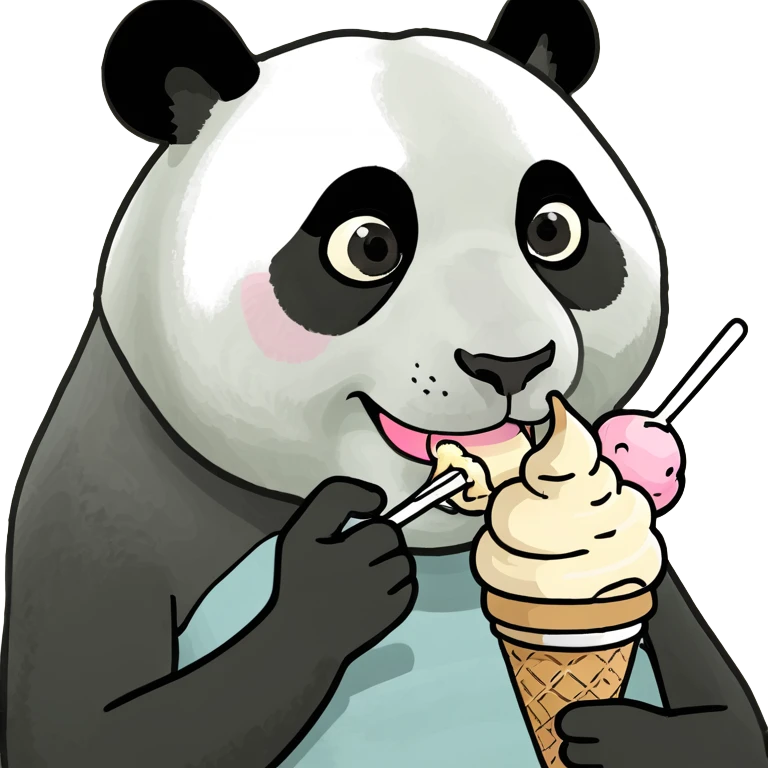 Panda eating ice cream emoji