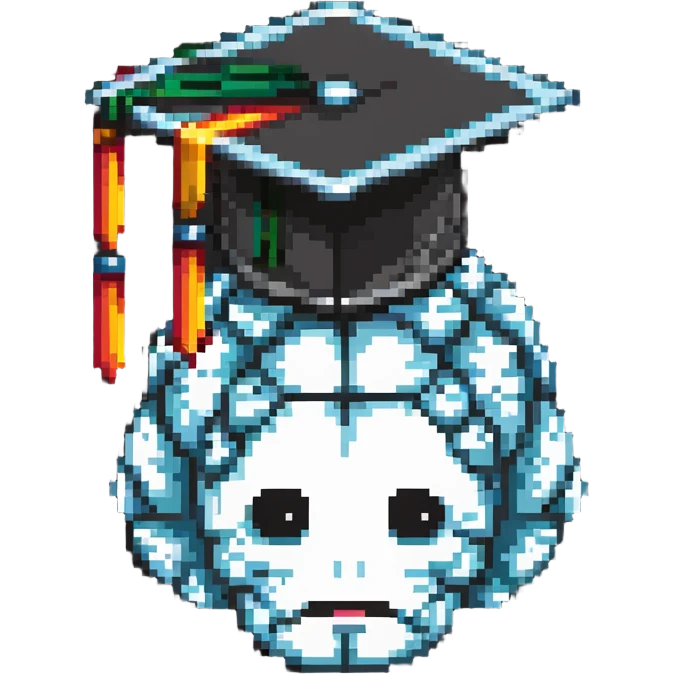 cartoony brain with graduation cap, no face on the brain, just the brain organ with a graduation cap on top emoji