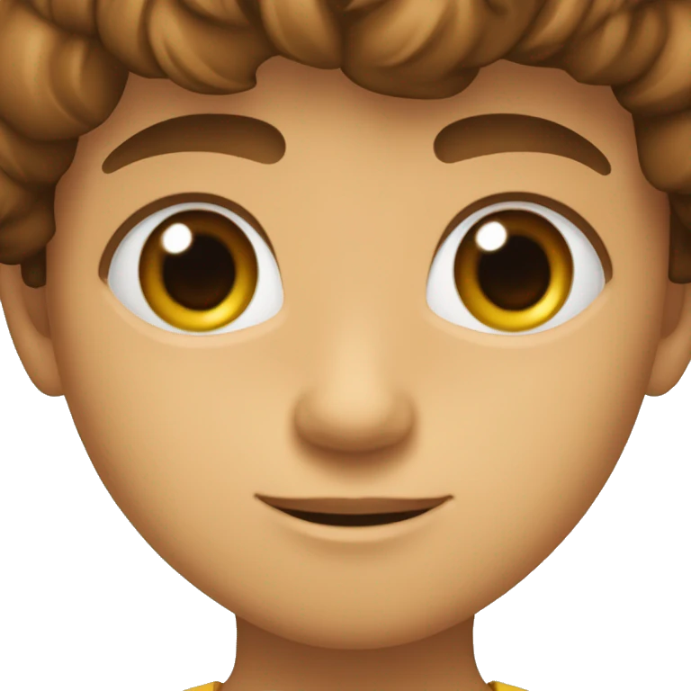 niño pelo castaño ojos marrones y un mechon rubio emoji