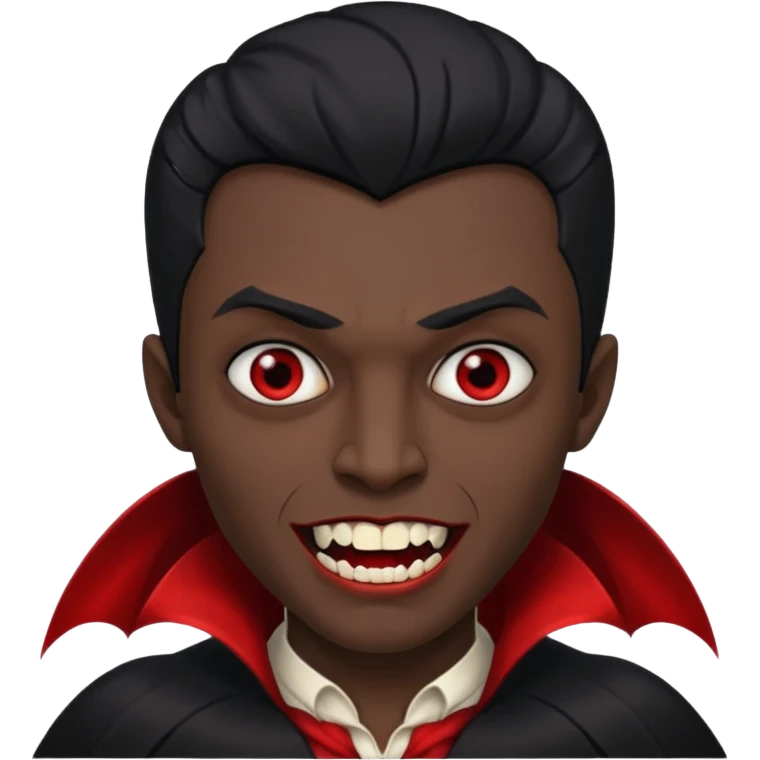 make this have vampire teeth and make him dark skinned emoji