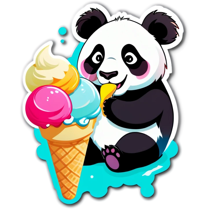 Panda eating ice cream emoji